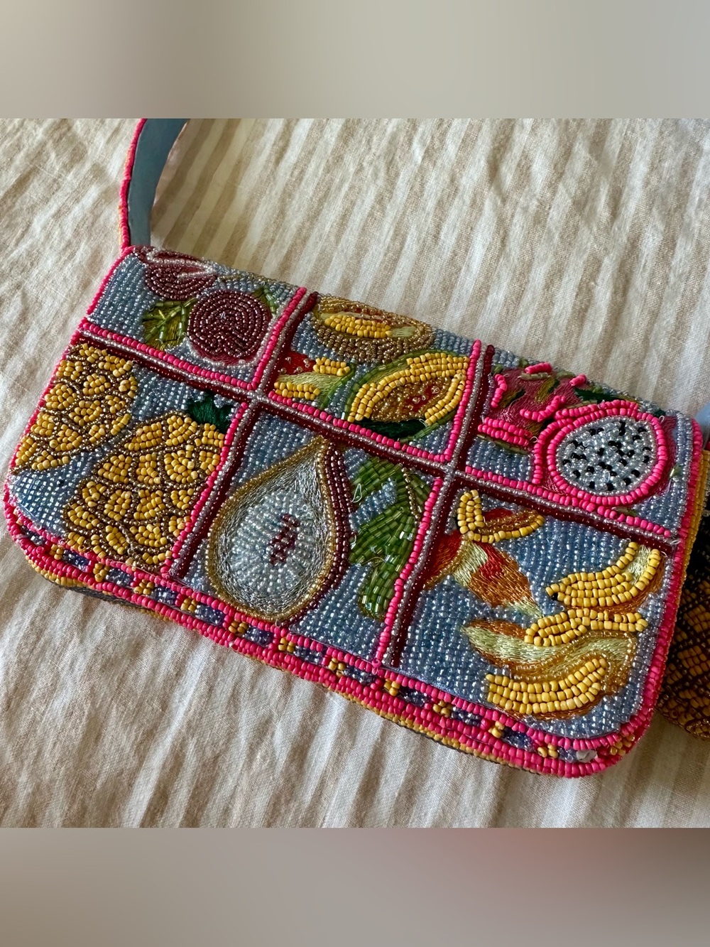handcrafted in india beaded fruity handbag